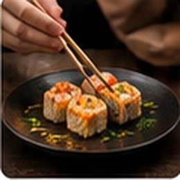 Preparo de sushi com hashis