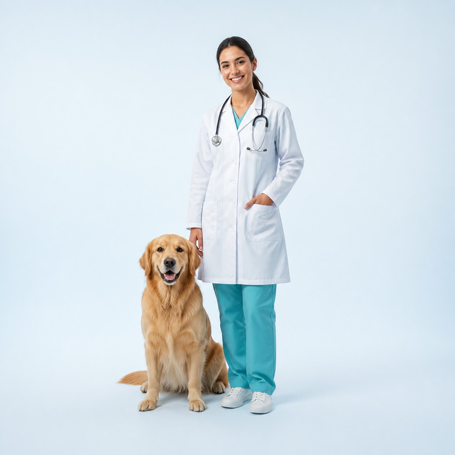 Dra. Juliana Prado com um golden retriever