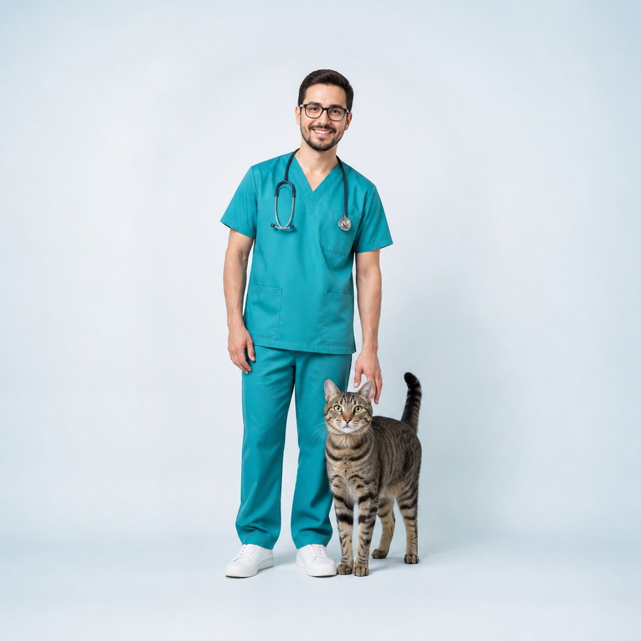 Dr. Rafael Lima com um gato