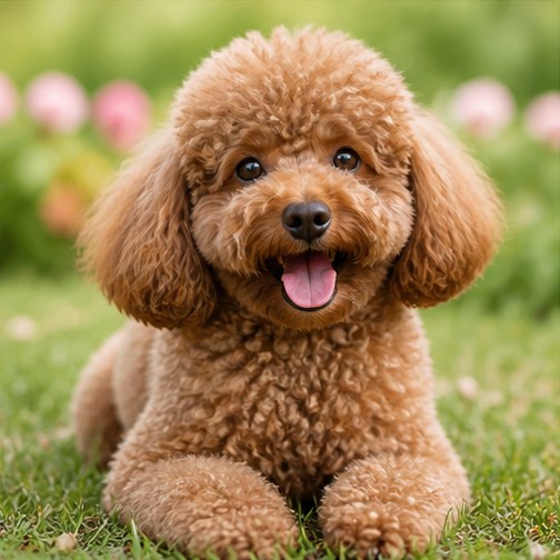 Cão brincando no jardim