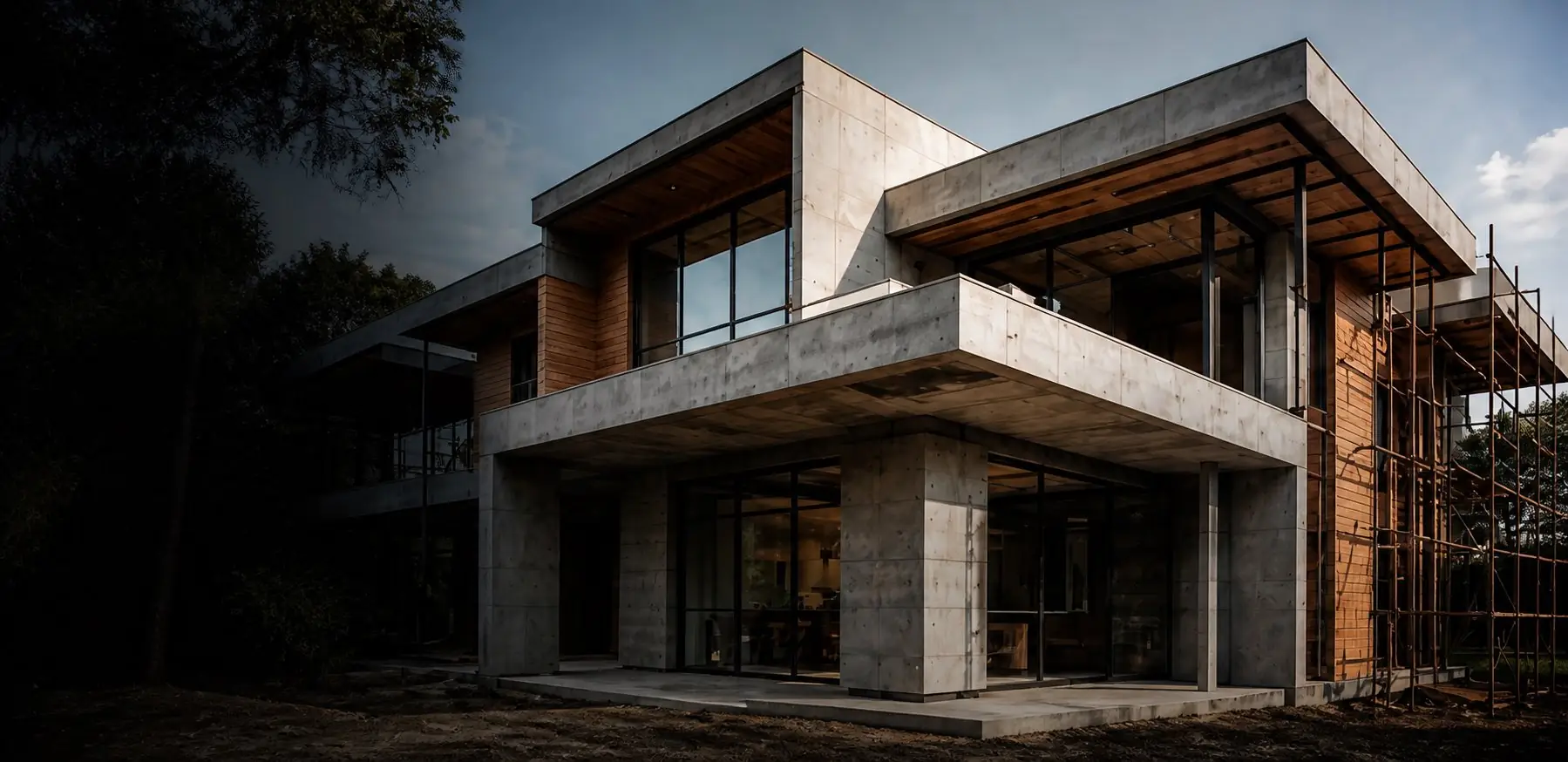 Residência contemporânea em fase final de construção