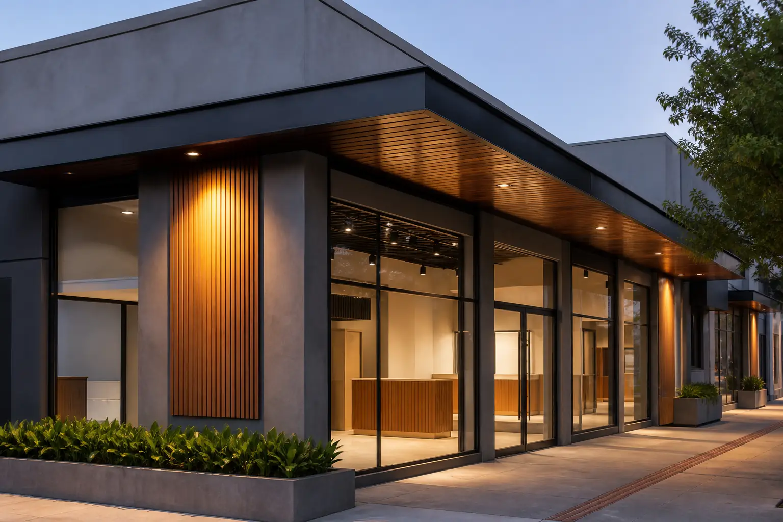 Fachada comercial contemporânea